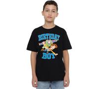 Disney Boy's Toy Story Birthday Boy Woody and Buzz Unisex Kids T-Shirt, Black, 5-6 Jahre