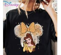 Disney brand summer T-shirt leisure cotton short-sleeved round neck T-shirt Belle is one of the core characters of Disney Princess series. Summer wome
