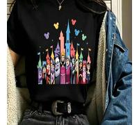 Disney brand women's casual cotton short-sleeved round neck T-shirt features Disney classic villains as the core, printed with regular length and medi