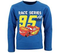 Disney Cars Langarmshirt für Jungen - Lightning McQueen „Race Series 95“ - T-Shirt mit Langen Ärmeln - 100 % Baumwolle - Größen 98-128 - Rot oder Blau, Farbe: Blau, Bekleidungsgröße: 122