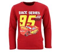 Disney Cars Langarmshirt für Jungen - Lightning McQueen „Race Series 95“ - T-Shirt mit Langen Ärmeln - 100 % Baumwolle - Größen 98-128 - Rot oder Blau, Farbe: Rot, Bekleidungsgröße: 116