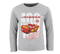 Disney Cars Langarmshirt für Jungen - Lightning McQueen T-Shirt - Kinder Langarmshirt in Schwarz oder Grau - Offizielles Lizenzprodukt - Größen 98-128, Farbe: Grau, Bekleidungsgröße: 110