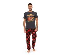 Disney Cars Lightning McQueen Herren-Pyjama-Set in Schwarz und Rot mit kurzen Ärmeln und Langen Beinen | Nachtwäsche mit „I am Speed“-Aufdruck zum Entspannen | Nachtwäsche mit Filmmotiven