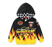 Disney Cars Lightning McQueen Jungen Fleece-Kapuzenpullover mit Reißverschluss für große Kinder, Schwarz, 10