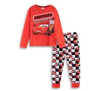 Disney Cars Lightning McQueen Jungen-Pyjama-Set mit Langen Ärmeln und langem Bein in Rot | Cartoon-Nachtwäsche mit Retro-Design | Kinder Schlafengehen und Entspannen
