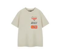Disney Cars Lightning McQueen Jungen-T-Shirt mit Grafik in Beige | Klassisches Kurzarm-T-Shirt mit Rundhalsausschnitt | Pixar Cartoon Racing Sports Network Bekleidung | Lässige Alltagsware