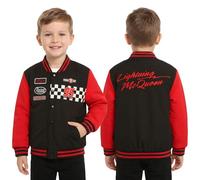 Disney Cars Lightning McQueen Jungen Varsity Jacket - Kinder Dicke Bomberjacke mit Reißverschluss & Taschen Warmer Charakter Mantel