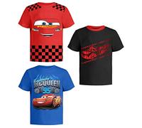 Disney Cars Lightning McQueen Pixar Graphic T-Shirt (Sets) Tow Mater Doc Cruz Finn Outfit Tee Kleinkinder Geburtstag Kinder Kleidung, Rot/Schwarz/Blau, 4 Jahre