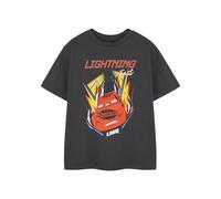Disney Cars Lightning McQueen Schwarzes Grafik-T-Shirt | Kurzarm-T-Shirt mit Rundhalsausschnitt für Jungen | Kinderbekleidung zum Thema Rennsport | Blitzschnelles Casual-Wear-Top