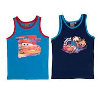 Disney Cars - Lightning McQueen Unterhemd für Jungen Kinder Tank Top Hemdchen Unterwäsche Blau (2er Pack) (as3, Numeric, Numeric_110, Numeric_116, Regular, 110-116)