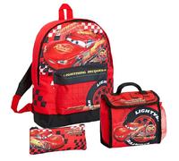 Disney Cars Rucksack + Lunchtasche + Federmäppchen 3-teiliges Lightning McQueen Schulranzen-Set Geschenk, rot