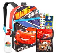 Disney Cars Rucksack und Lunchbox-Schulset f r Jungen und Kinder ~ Deluxe 40,6 cm Disney Cars Schultasche mit isolierter Lunchbox, Wasserflasche,