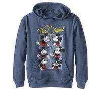 Disney Characters Boxed Mickey Boy's Hooded Pullover Fleece, Navy Blue Heather, Small