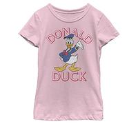 Disney Characters Duck Hello Girl's Solid Crew Tee, Light Pink, Large