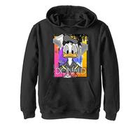 Disney Characters Eighties Duck Boy's Hooded Pullover Fleece, Black, Small