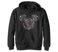 Disney Characters Floral Ears Boy's Hooded Pullover Fleece, Black, Small