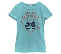 Disney Characters Heart Polka Dot Silhouette Girl's Solid Crew Tee, Tahiti Blue, Large