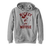Disney Characters Mickey Goes to College Boy's Hooded Pullover Fleece, Athletic Heather, Small