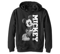 Disney Characters Mickey Lean Boy's Hooded Pullover Fleece, Black, Small