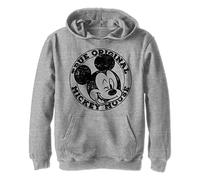 Disney Characters Original Mickey Boy's Hooded Pullover Fleece, Athletic Heather, Small