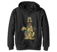 Disney Characters Pluto Holiday Colors Boy's Hooded Pullover Fleece, Black, Small