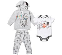 Disney Classics Mickey Mouse Winnie Puuh Baby-Kapuzenbody und Hose, 3-teiliges Outfit-Set, für Neugeborene und Kleinkinder, Aufnäher, 6-9 Monate