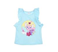 Disney Classics Tanktop mit Stitch, Rüschen und Blumenverzierungen, 100 % Baumwolle, für Mädchen, hellblau, 8 Jahre