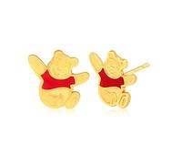 Disney Classics Winnie the Pooh 14KT Yellow Gold Stud Earrings Officially Licensed - Red
