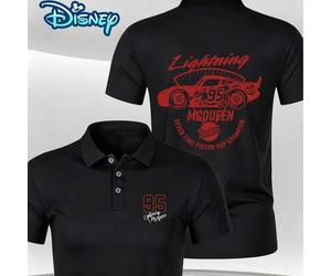 Disney Collaboration: Cars Lightning McQueen No. 95 Print Polo Shirt-perfect for summer outings and a must-have for stylish outfits.Men Polo Shirts-he