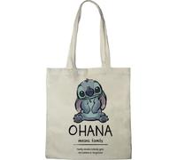Disney Cotton Division Official Stitch Printed 100% Cotton | Reusable | Washable | Long Handle | Travel & Shopping | Tote Bag 38 * 40 CM, Stitch_Beige_10, One Size