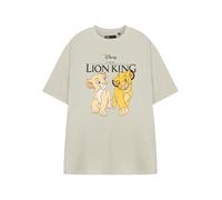 Disney Damen Beige Kurzarm-T-Shirt | Der König der Löwen Simba & Nala Grafik-T-Shirt | Klassisches Figuren-Top | Freizeithemd für Damen