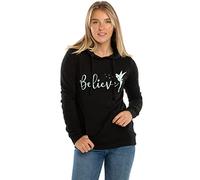 Disney Damen Believe in Fairies Kapuzenpullover, Schwarz, 34