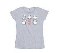 Disney Damen/Damen Big Hero 6 Baymax Viele Posen Baumwoll-T-Shirt (Sport grau) XL
