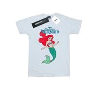 Disney Damen/Damen Die kleine Meerjungfrau Linie Ariel Baumwolle Boyfriend T-Shirt (Weiß) XL