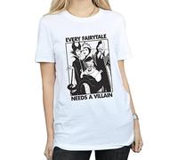 Disney Damen/Damen Jedes Märchen braucht einen Bösewicht Baumwoll-Boyfriend-T-Shirt (Weiß) L