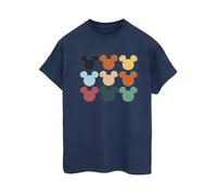 Disney Damen/Damen Micky Maus Köpfe Quadrat Baumwolle Boyfriend T-Shirt (Marineblau) S