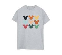 Disney Damen/Damen Micky Maus Köpfe Quadrat Baumwolle Boyfriend T-Shirt (Sport Grau) S