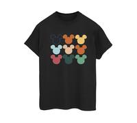 Disney Damen/Damen Micky Maus Köpfe Quadratisch Baumwolle Boyfriend T-Shirt (Schwarz) S