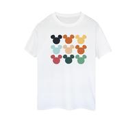 Disney Damen/Damen Micky Maus Köpfe Quadratisch Baumwolle Boyfriend T-Shirt (Weiß) S
