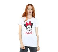 Disney Damen/Damen Minnie Mouse Gesicht Baumwoll-Boyfriend T-Shirt (Weiß) 3XL