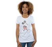 Disney Damen/Damen Walking Mickey Mouse T-Shirt aus Baumwolle (Weiß) L