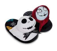 Disney Damen-Hausschuhe Nightmare Before Christmas, klassische Jack Skellington Slipper, 3D-Plüsch-Hausschuhe, Schlupfschuhe, Schwarz, 37/38 EU
