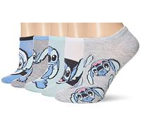 Disney Damen Lilo & Stitch No Show, 5 Stück Lässige Socke, Blau/Mehrfarbig, 9ÔÂ11ÈÕ