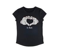 Disney Damen Mickey Classic - Glove Heart Women's Organic Rolled Sleeve T-Shirt T-Shirt, Schwarz, XL