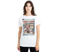 Disney Damen Mickey Mouse Vintage Poster Christmas Good Deed Ladies, White T-Shirt, weiß, L