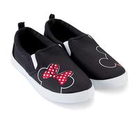 Disney Damen Mickey und Minnie Schuhe - Klassische Mickey- und Minnie-Maus-Sneaker für Damen, zum Reinschlüpfen, Micky und Minnie Maus, Segeltuch, Schwarz, 37 EU