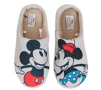 Disney Damen Minnie Mouse Hausschuhe, Mickey Mouse Schlappen für Mädchen, warm gefütterte Hausschuhe, Grau, 36 EU
