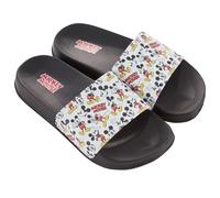 Disney Damen Minnie und Mickey Slides - Klassische Mickey- und Minnie-Maus-Sandalen für Damen, Mickey & Minnie Mouse Slip-On-Slides, Schwarz Weiß, 38 EU
