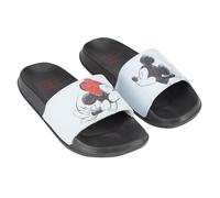 Disney Damen Minnie und Mickey Slides - Klassische Mickey- und Minnie-Maus-Sandalen für Damen, Mickey & Minnie Mouse Slip-On-Slides, Weiss/opulenter Garten, 39 EU