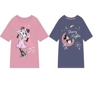 Disney Damen Nachthemden Set 2er Pack, Minnie Maus Starry Nights und Lilo & Stitch Angel Design, Kurzarm T-Shirts Pyjama, Größen S M L XL (DE/NL/SE/PL, Alphanumerisch, L, Regular, Regular, Minnie)